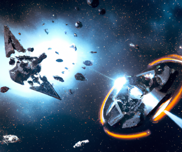 Spacestation Battle Excelsior Hanging Wall Art