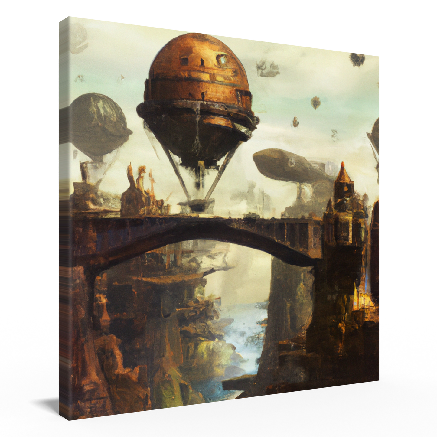 Steampunk Waterfall Landscape Hanging Wall Art