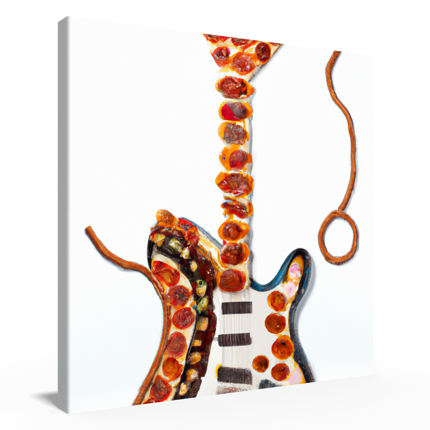 Pepperoni Pizza Guitar Hanging Wall Art