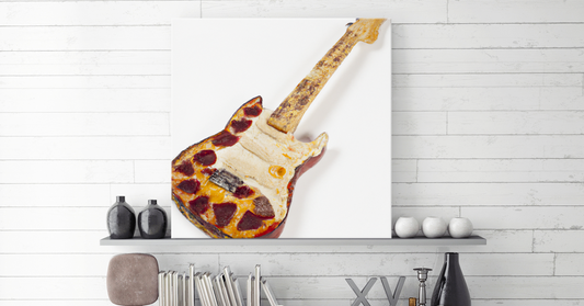 Pep & Cheese Pizza Guitar Hanging Wall Art