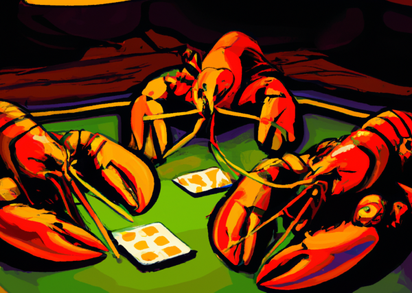 Lobsters Playing Poker Wall Art