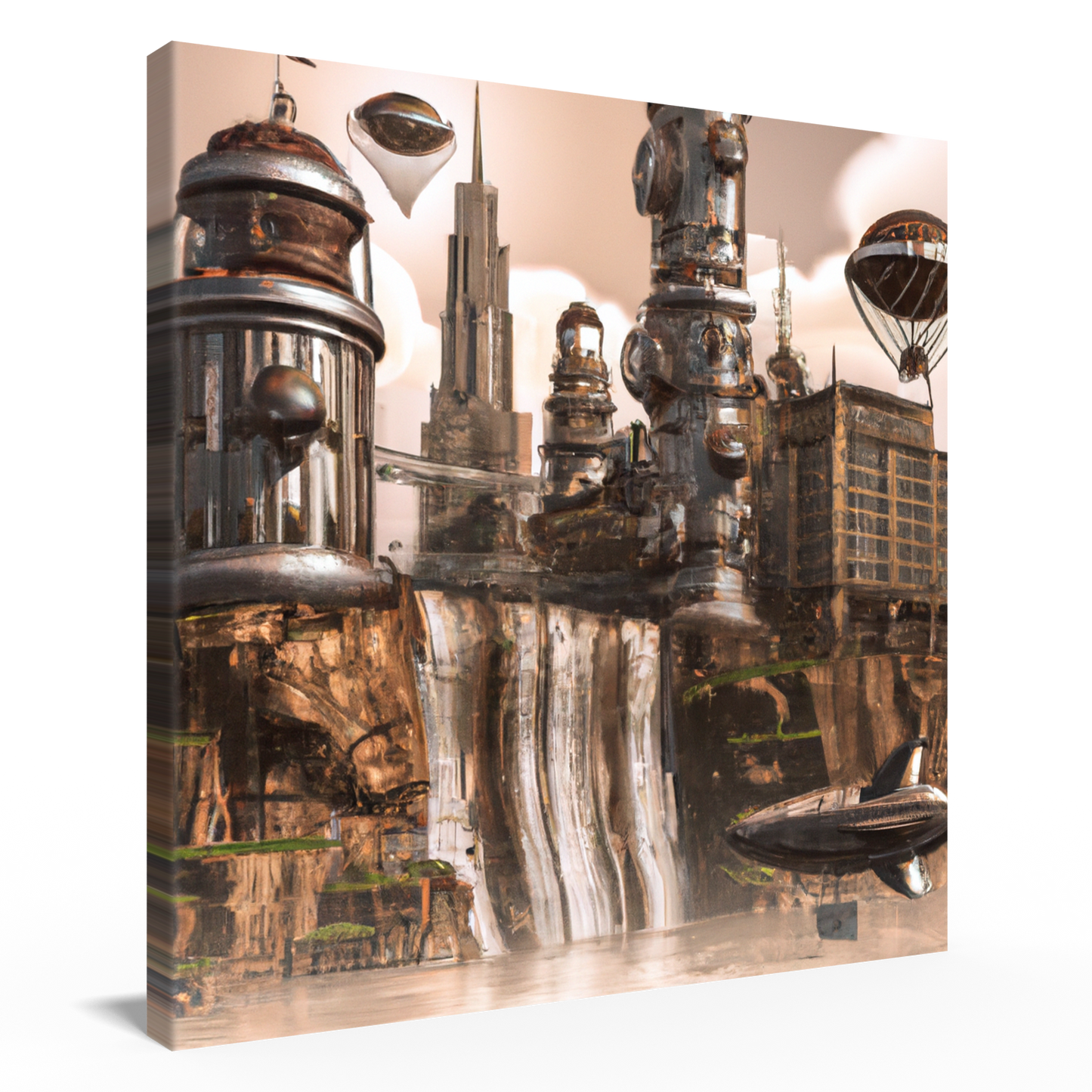 Steampunk Waterfall Landscape Typhon Hanging Wall Art