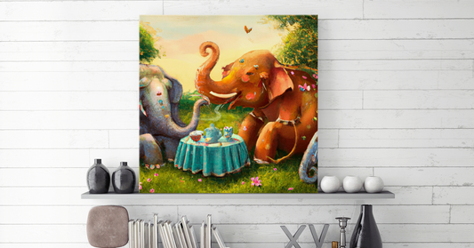 Elephant Tea Party Hanging Wall Art
