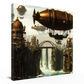 Steampunk Airship over Waterfall Hanging Wall Art