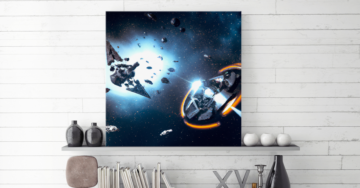 Spacestation Battle Excelsior Hanging Wall Art