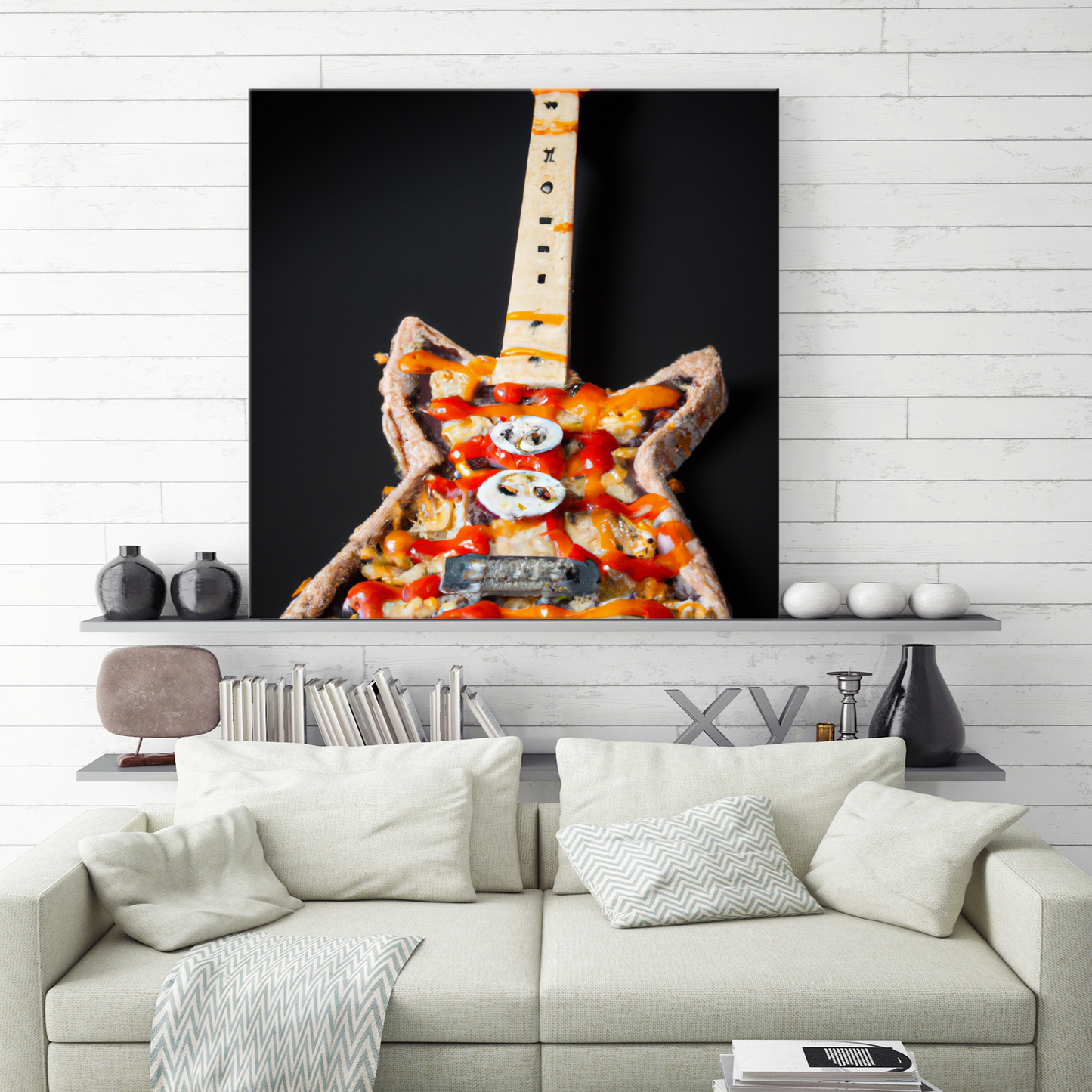 Deluxe Pizza Guitar Hanging Wall Art