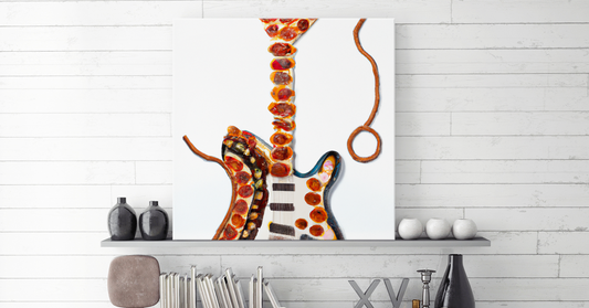 Pepperoni Pizza Guitar Hanging Wall Art