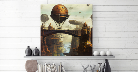 Steampunk Waterfall Landscape Hanging Wall Art