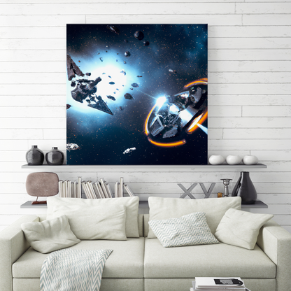 Spacestation Battle Excelsior Hanging Wall Art