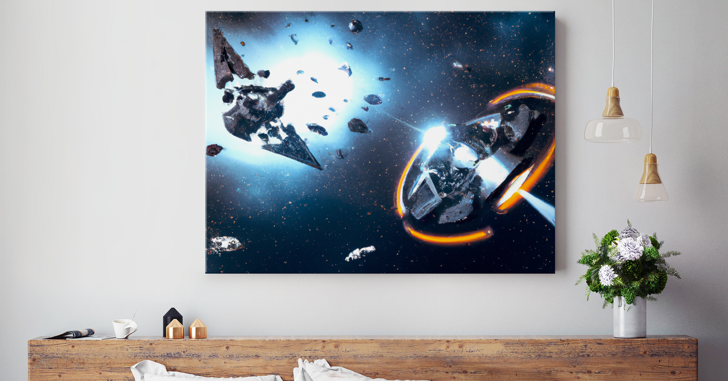Spacestation Battle Excelsior Hanging Wall Art