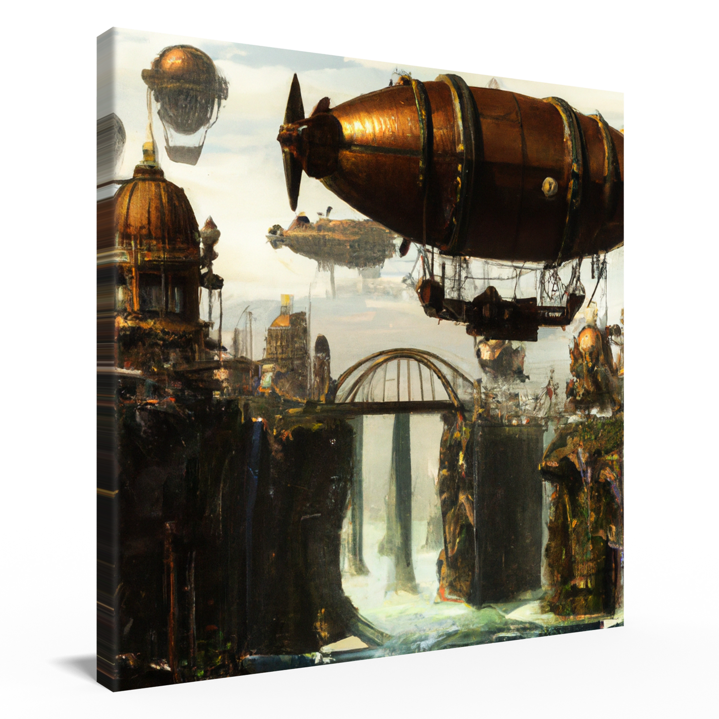 Steampunk Airship over Waterfall Hanging Wall Art