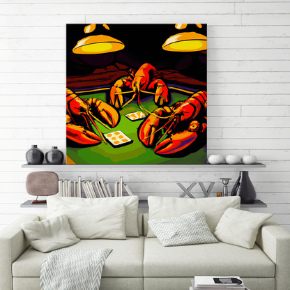 Lobsters Playing Poker Wall Art